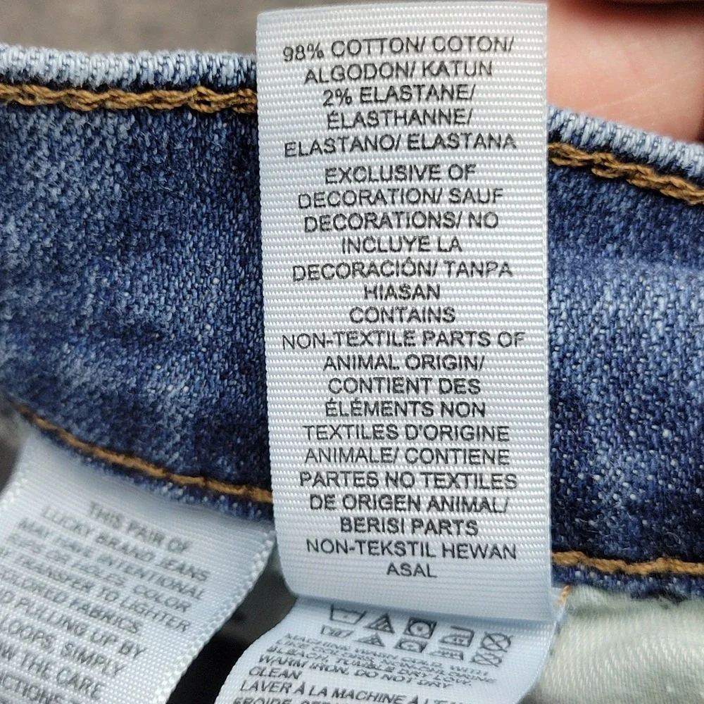 Lucky Brand Jeans Mens 34X30 Blue Denim Whiskered 221 Straight Leg Everyday